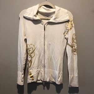 Cachè XS cream and gold hoodie with sequins